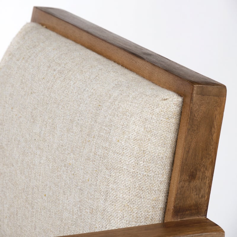 Topanga Beige Fabric Wrap Seat With Medium Brown Solid Wood Frame Dining Chair - 23.2"W x 21.6"D x 31.8"H