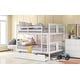 preview thumbnail 1 of 10, Full Bunk Bed with Drawers & Ladder - Solid Pine Wood Construction White - Full