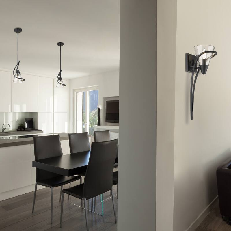 Olympia 1 Light Wall Sconce - Matte Black with Clear Glass - Matte Black with Clear Glass