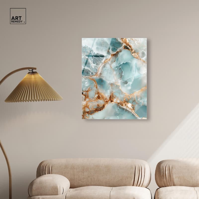 Teal Marble Majesty Acrylic by Art Remedy, Ready to Hang