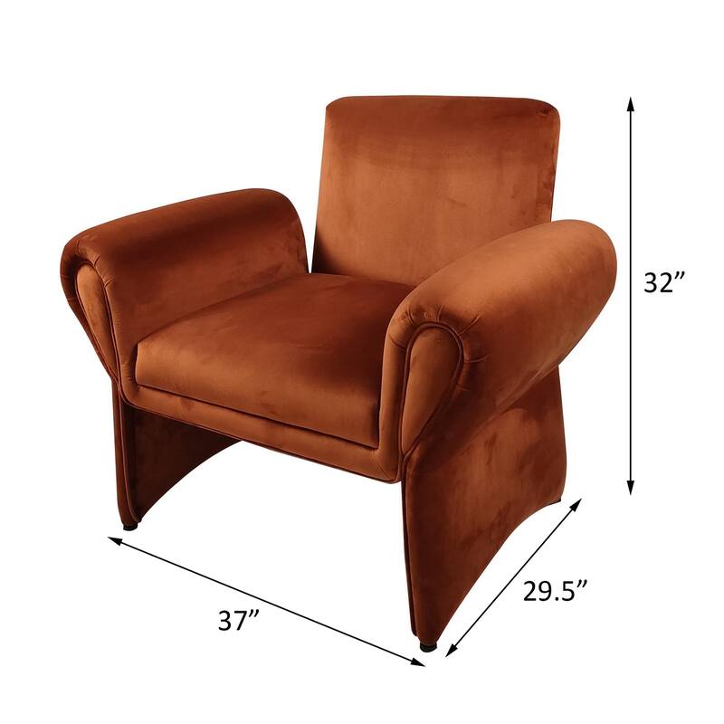Whitney Rust Orange Upholstered Roll Arm Accent Armchair