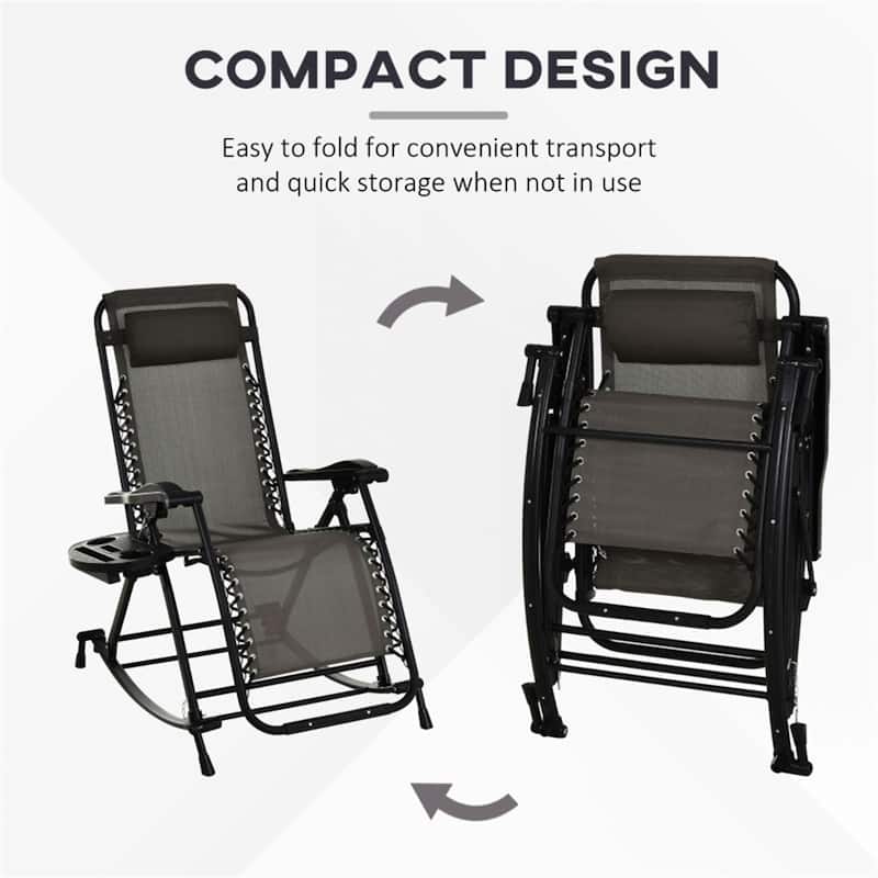 Mesh Zero Gravity Recliner Chair with Folding Legs and Cup Holders - 47.25" D x 26.5" W x 40.25" H