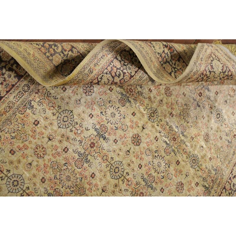 Pre-1900 Antique Silk Farahan Foyer Rug Hand-Knotted Wool Carpet - 4'0" x 6'0"