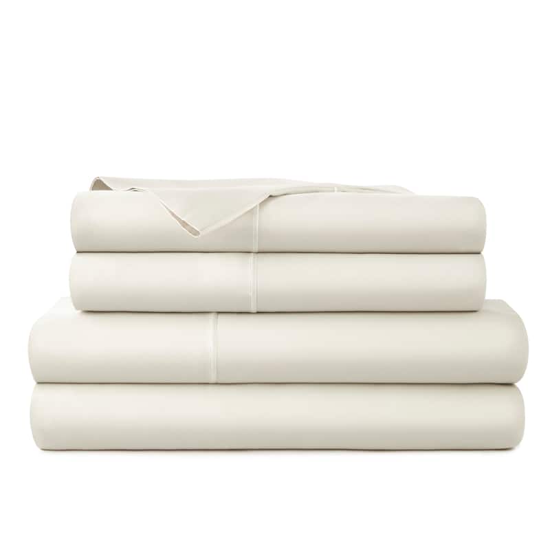 Organic Cotton Sateen Bed Sheets - 300 Thread Count - Beige - Queen