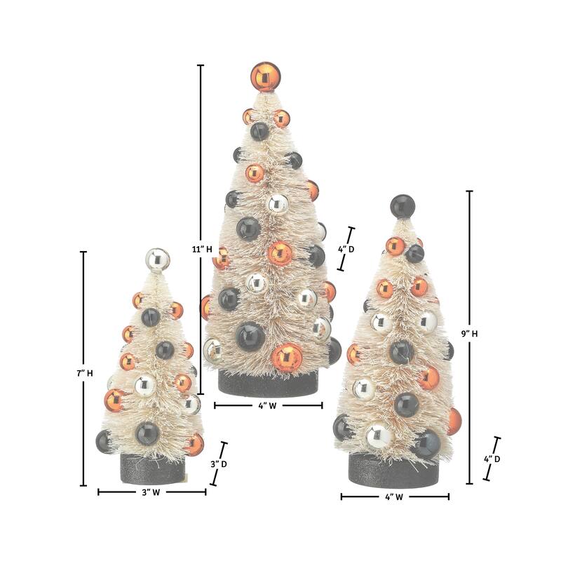 7.5-10.5" Halloween Sisal Tree Set of 3