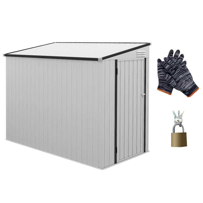 Outsunny 4' x 8' Metal Outdoor Storage Shed, Lean to Storage Shed, Garden Tool Storage House with Lockable Door and 2 Air Vents