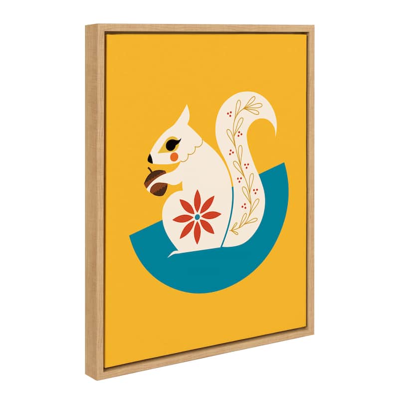 Kate and Laurel Sylvie White Squirrel Framed Canvas by Amber Leaders - 18x24