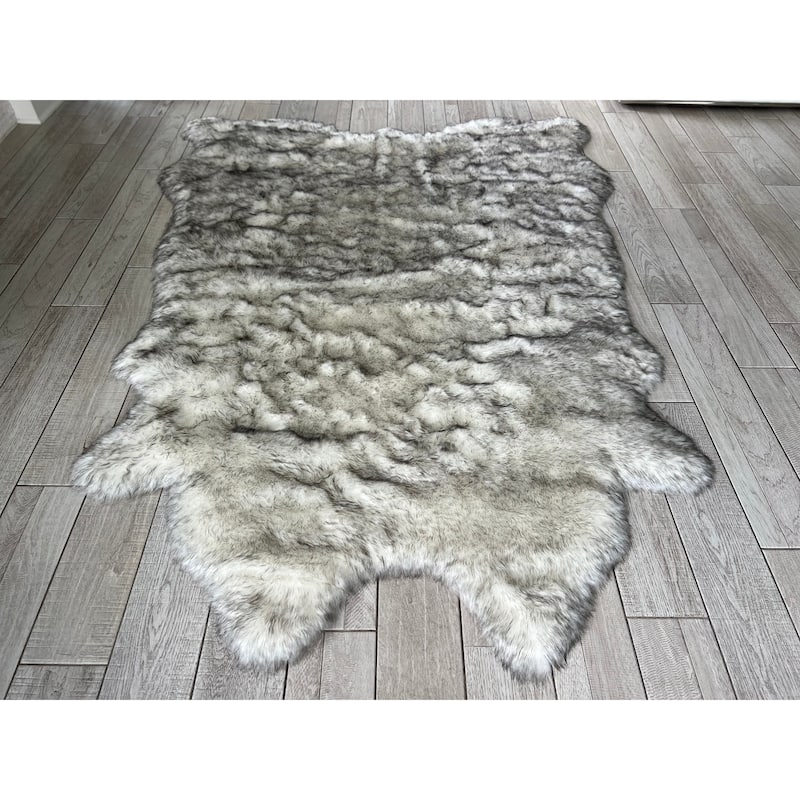 Silver Orchid Luxurious Faux Bison Skin Shag Rug