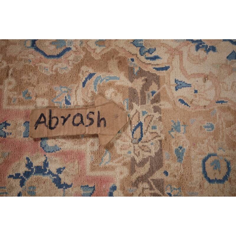 Traditional Kashan Persian Large Vintage Rug Hand-Knotted Wool Carpet - 9'6"x 14'10"