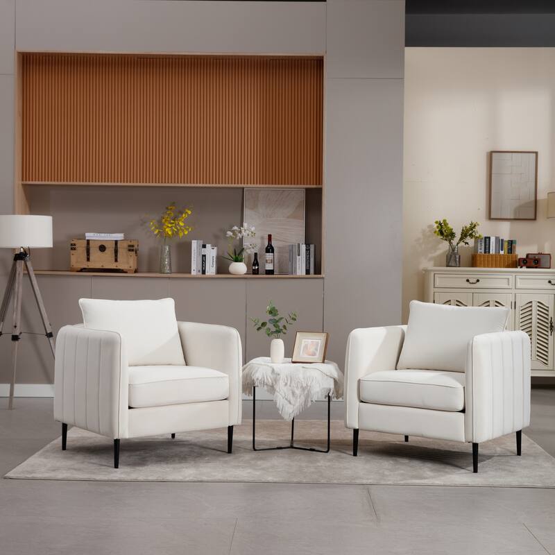 Accent Chair for Living Room, Velvet Comfy Single Sofa Chair Mid-Century Modern Armchair with 1 Pillow and Metal Legs