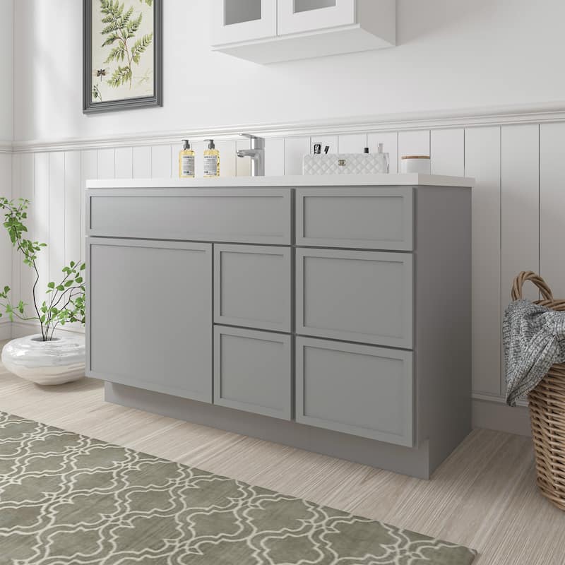 Vanity Art 51" Birch Freestanding Bathroom Vanity Cabinet without Top