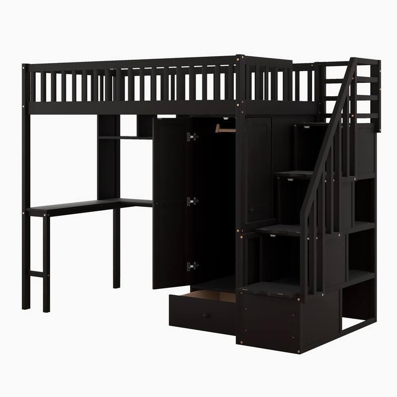 Loft Bed with Bookshelf
