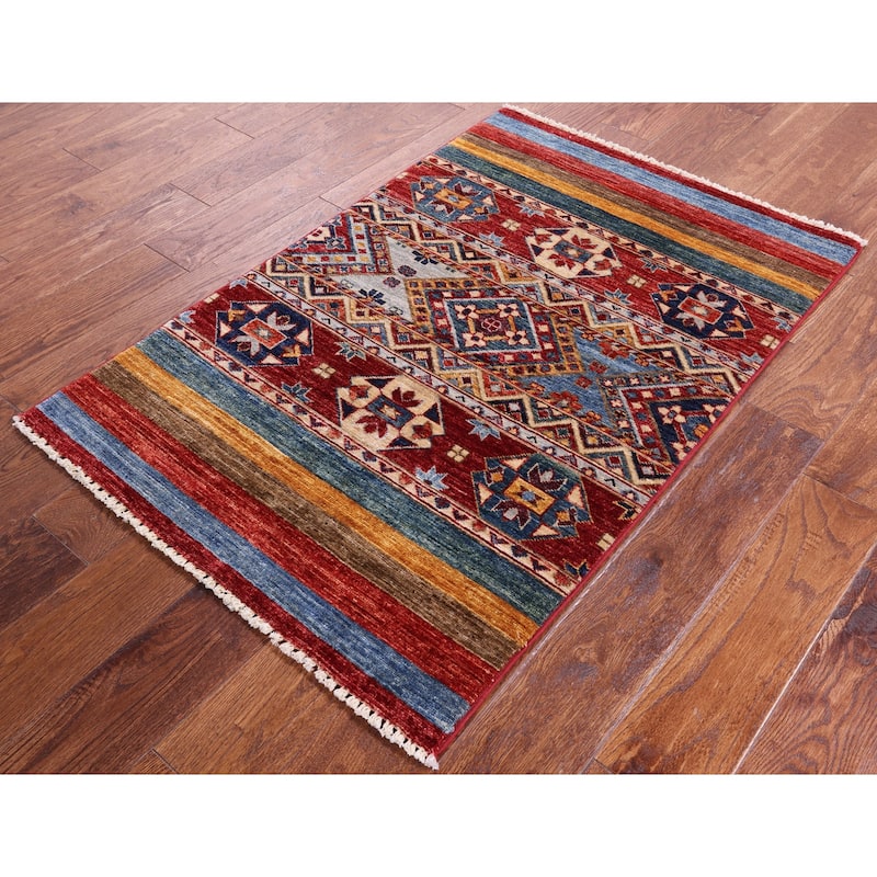 Golden Nile Khorjin Persian Gabbeh Hand Knotted Wool Rug - 2' 7" X 4' 0"