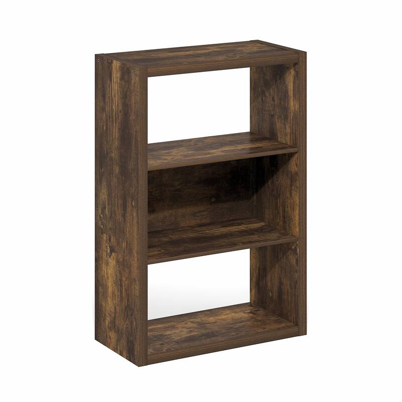 Furinno Viola 3-Tier Open Shelf Bookcase, Bookshelf, Dark Oak - Amber Pine