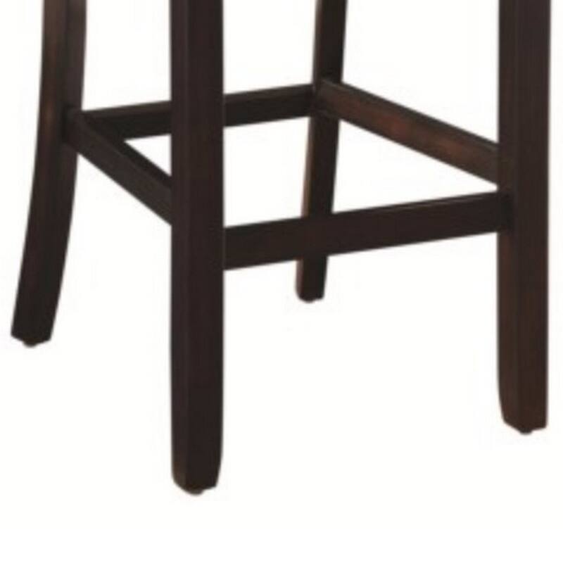 29 Inch Wood Bar Stool, Set of 2, Cappuccino Brown, Black