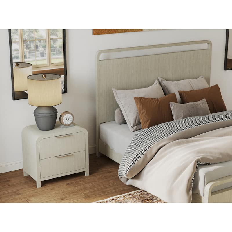 Roundhill Furniture Tavari 6-Piece Bedroom Set with Panel Bed, Dresser, Mirror, Two Nightstands, and Chest in Light Gray