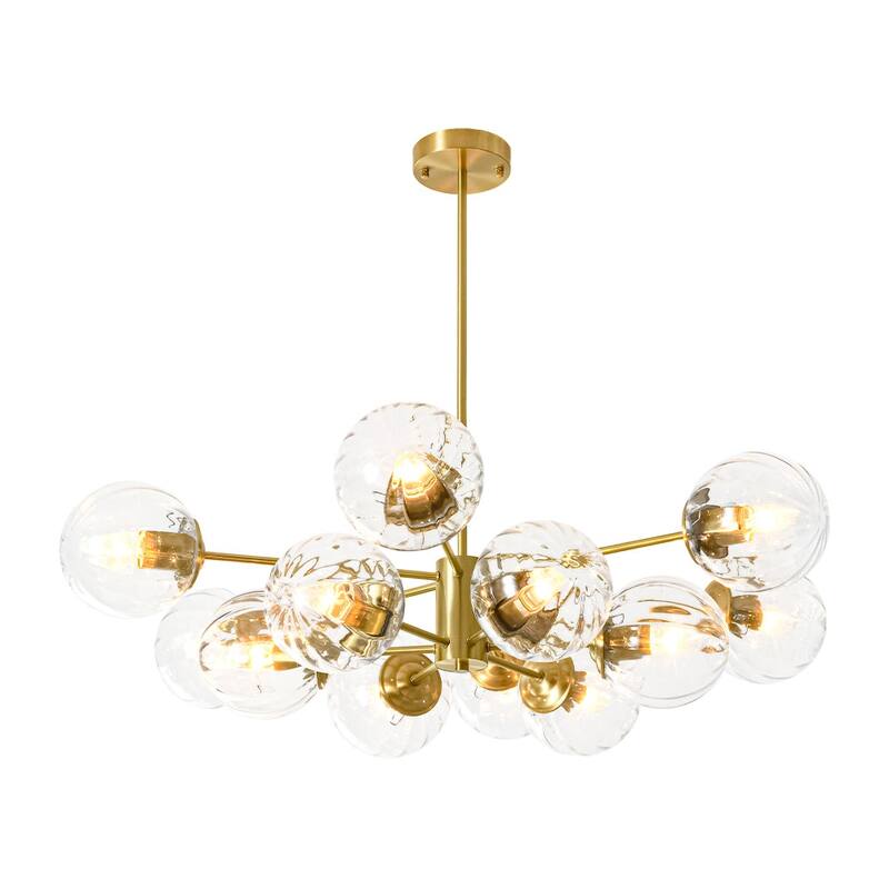 Classic Glam 12-Light Striped Glass Sputnik Tiered Chandelier - 35.4 in