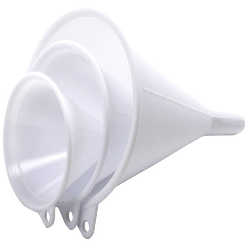 Norpro Durable Plastic Funnels, 2.5" to 4" Wide Mouth, Set of 3, White - Set of 3 - White - Set of 3