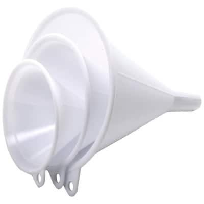 Norpro Durable Plastic Funnels, 2.5" to 4" Wide Mouth, Set of 3, White - Set of 3