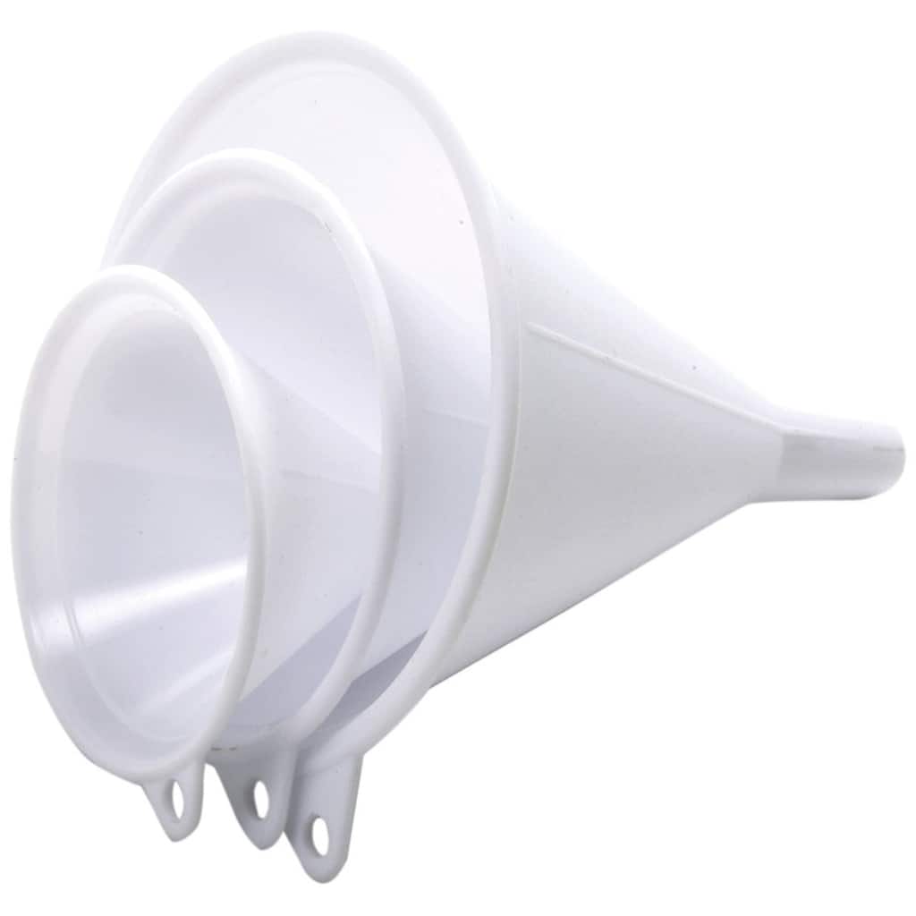 Norpro Durable Plastic Funnels, 2.5" to 4" Wide Mouth, Set of 3, White - Set of 3