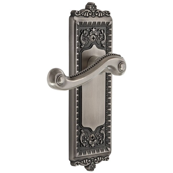 Grandeur WINNEW_SD_NA_RH Windsor Solid Brass Rose Right Handed Single Dummy Door Lever with Newport Lever