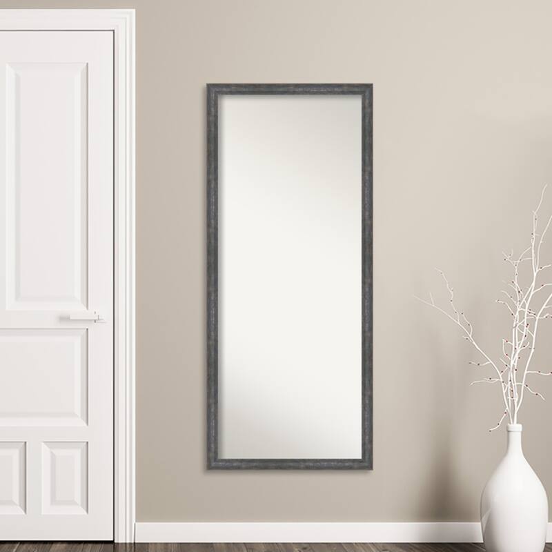 Angled Non-Beveled Wood Framed Full-Length Floor Leaner Mirror - Glass Size 24x60