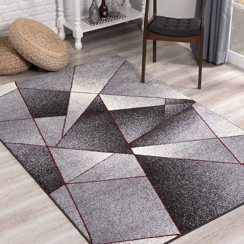 Blue Prisma Rug HomeRoots 4' X 6' Gray And Blue Prism Pattern Area Rug - Overstock ...