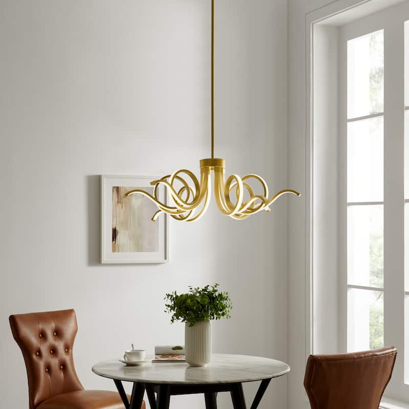 Magnolia Dimmable Integrated LED Adjustable Chandelier - Sandy Gold