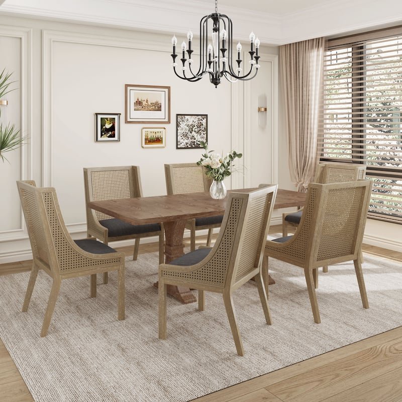 Christopher Knight Home - Erin Expandable Elegant Comfort Dining Set - CHARCOAL+7-PCS SET