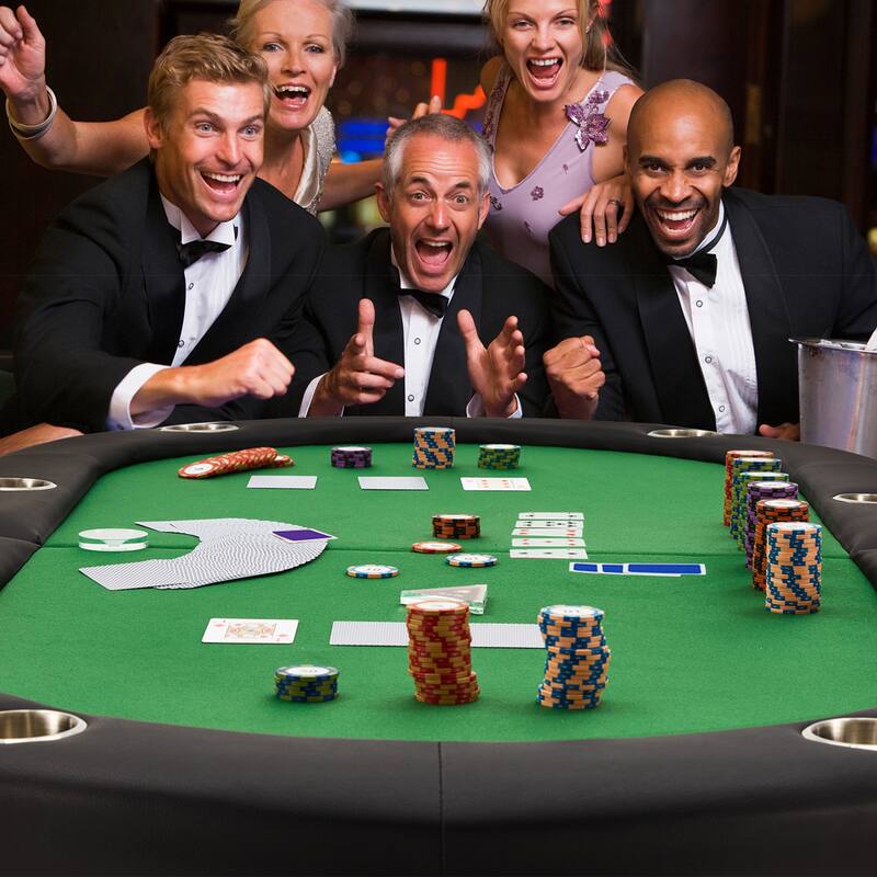 AVAWING 8 Players Foldable Game Poker Table with Cup Holder