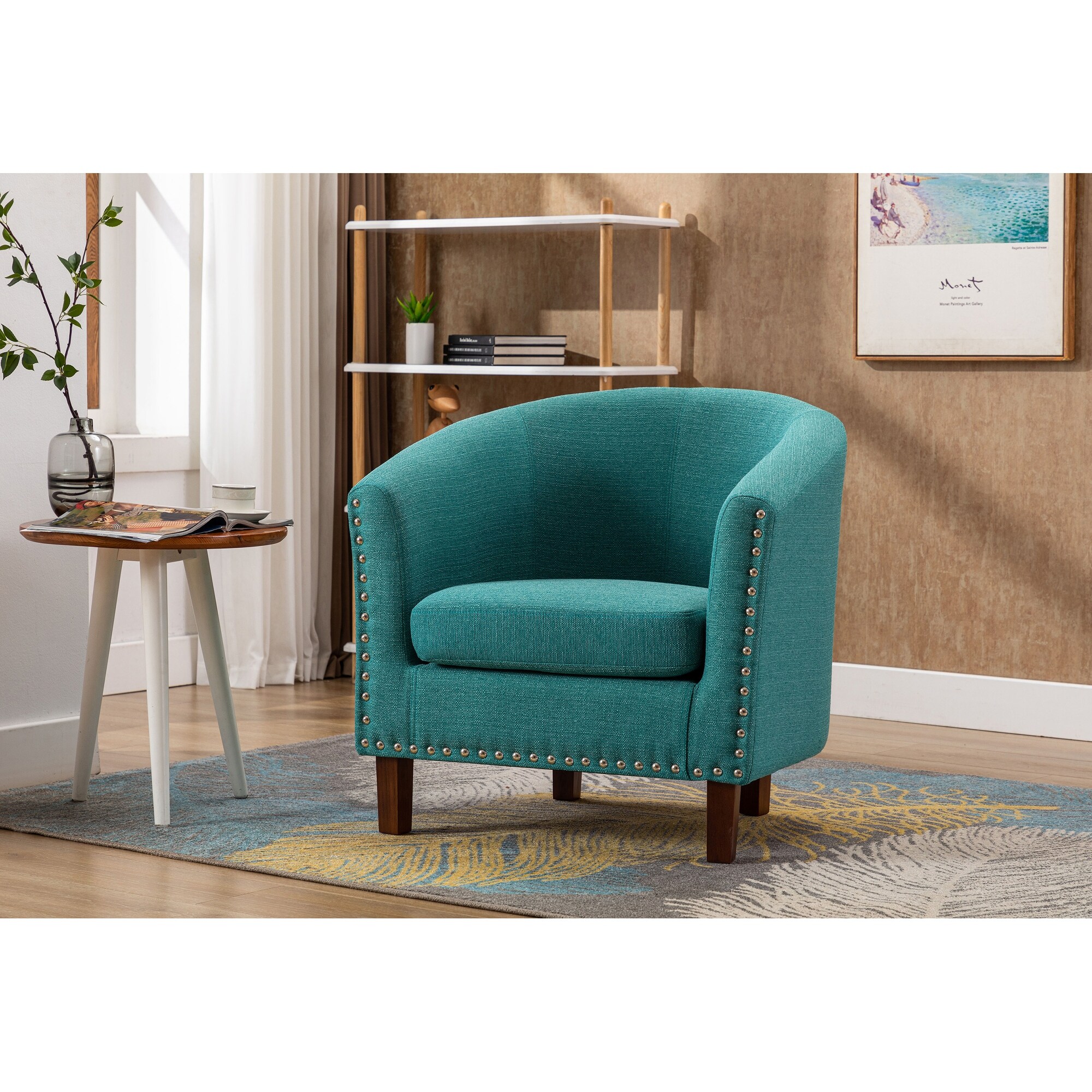 Porthos Home Bella Fabric Upholstered Accent Chair with Rubberwood