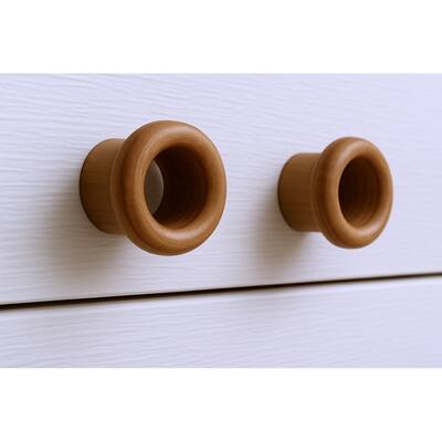 HomeRoots Set of Two Brown Wood Open Circle Drawer Pull Knobs - 1.25 in. x 0.63 in. x 0.63 in.