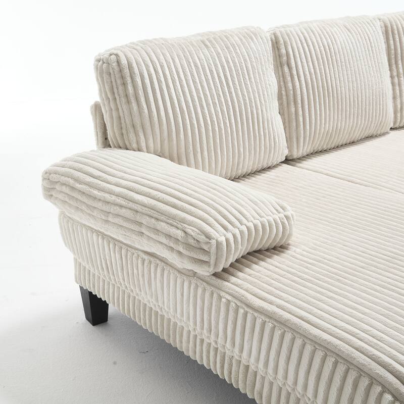 U-Shaped Modular Sectional Sofa with Double Chaise Lounge, Convertible Deep Seat Sleeper Sofa, Velvet Upholstered 4 Seater Sofa