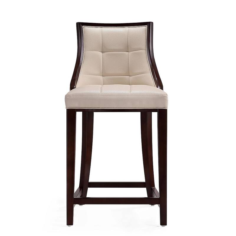 Manhattan Comfort Fifth Ave Dark Walnut Wood Counter Height Bar Stool (Set of 3)