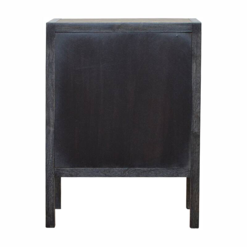 HomeRoots 24" Gray And Black Solid Wood And Faux Shagreen Three Drawer Nightstand