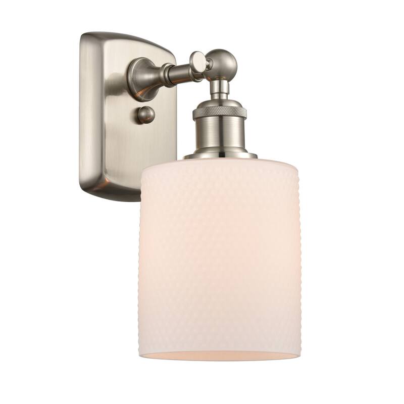 Innovations Lighting Cobbleskill 9" Tall Bathroom Sconce - Brushed Satin Nickel / Matte White