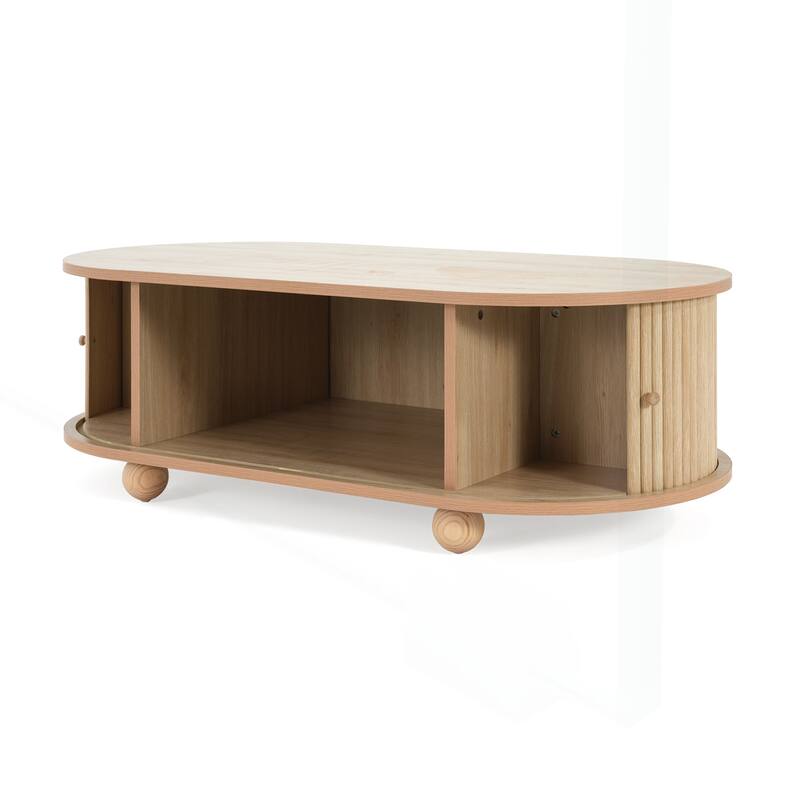 Exquisite Oval Storage Side Table with Retro Appeal