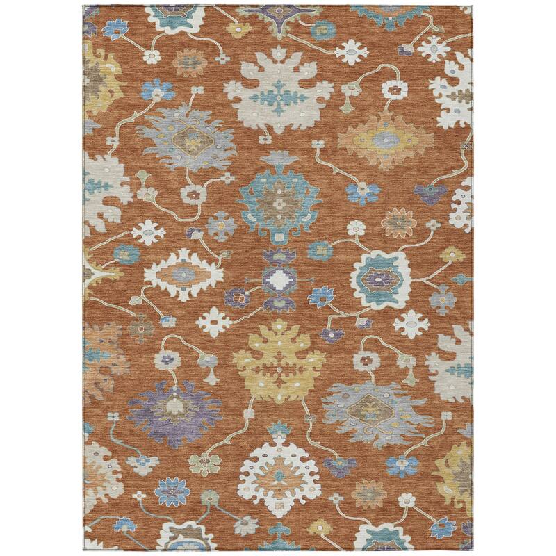 Machine Washable Indoor/ Outdoor Traditonal Delhi Chantille Rug