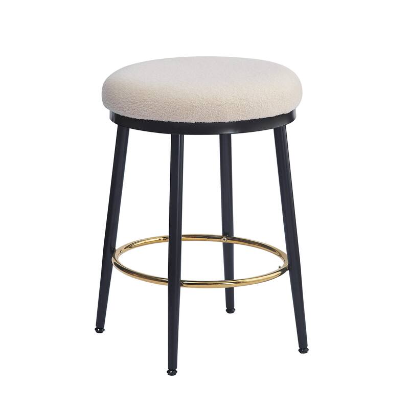 24.75'' Modern Counter Stools Set of 4,White Counter Stools with iron Frame,Sponge cushion,Footrest