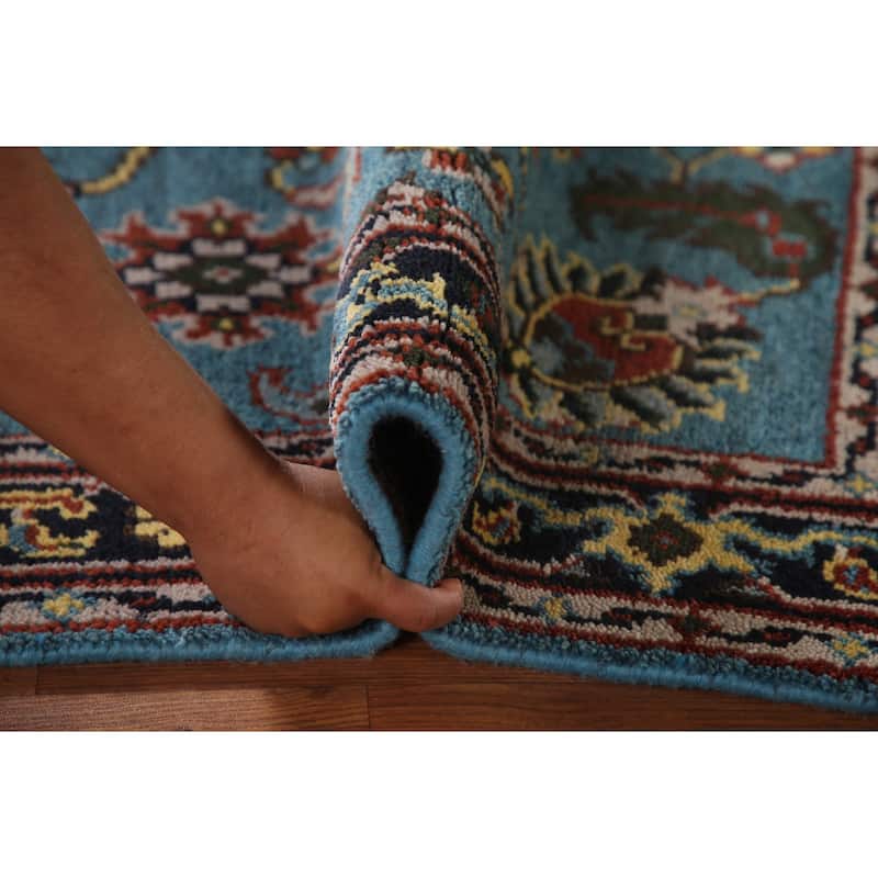 Blue Oushak Accent Rug Hand-Knotted Wool Carpet - 4'0"x 5'11"