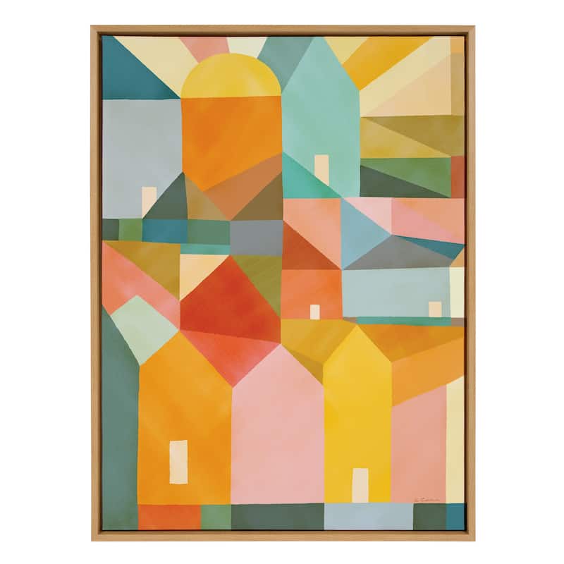 Kate and Laurel Sylvie Quiet Town Framed Canvas by Carey Copeland