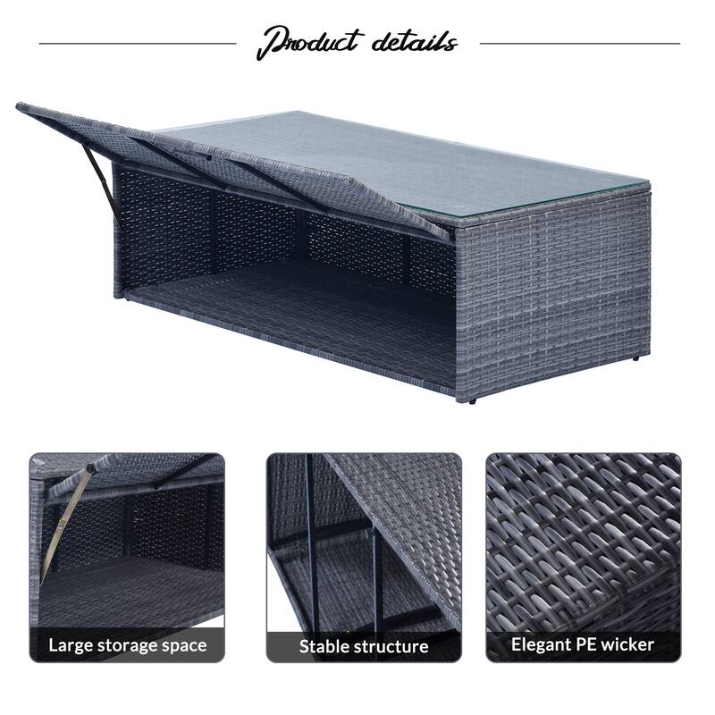 6-piece All-Weather Wicker PE rattan Patio Outdoor Dining Conversation Sectional Set with coffee table