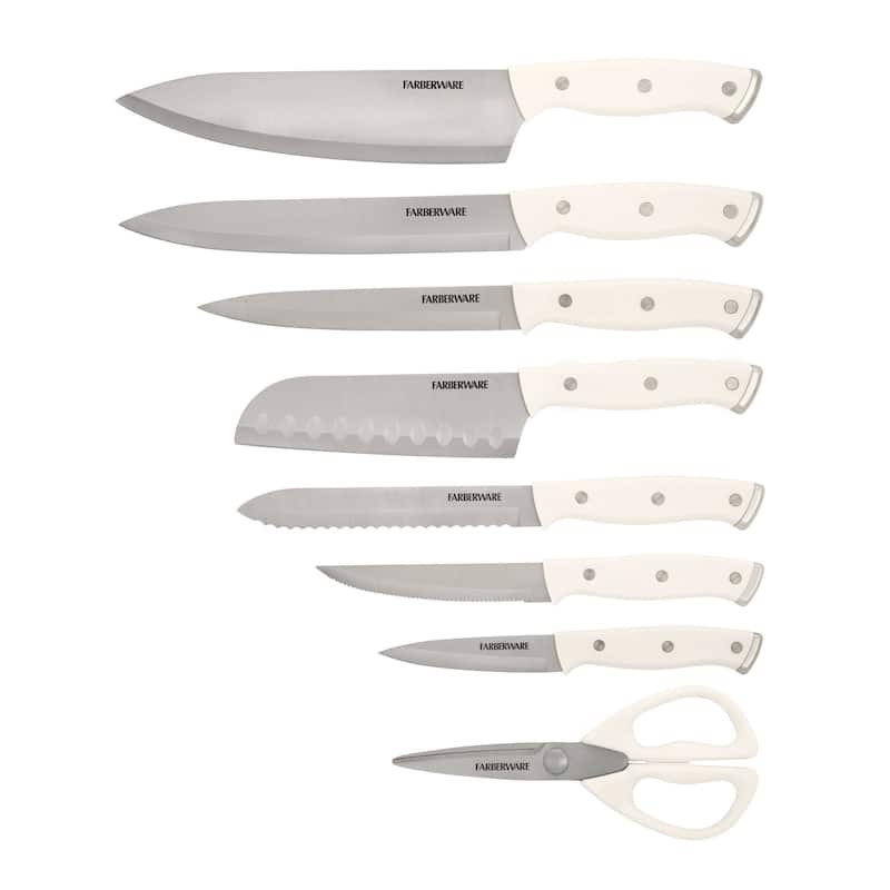 Farberware EdgeKeeper 14 Piece White Cutlery Set with Block - N/A