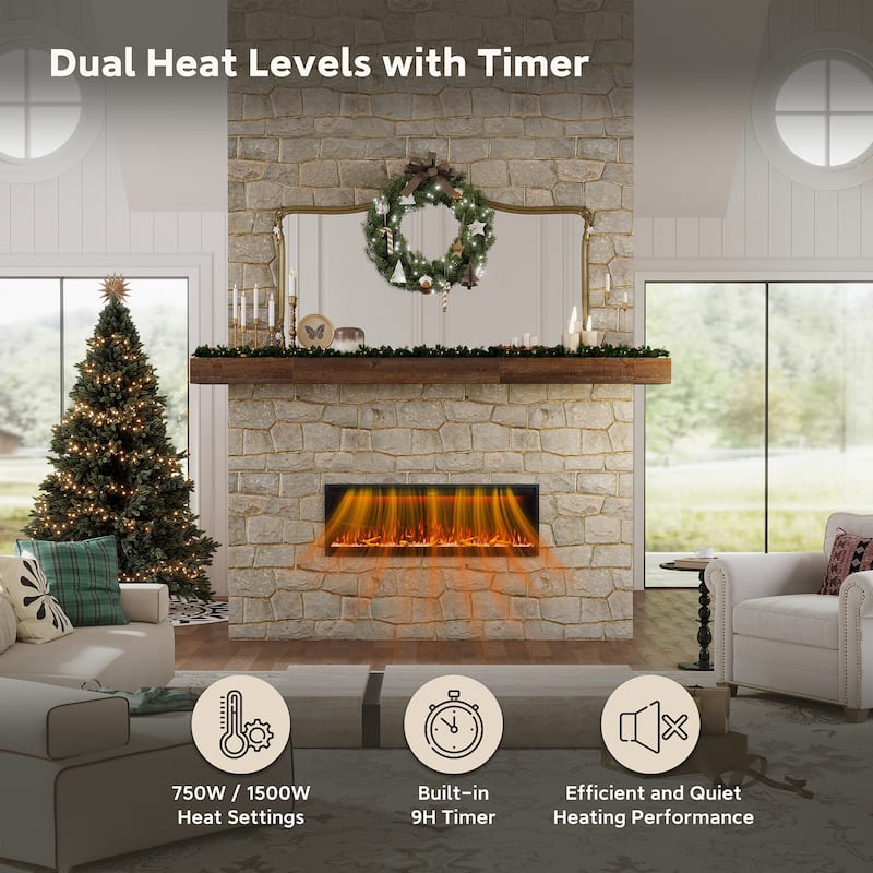 Clihome 42-88" Recessed Wall-Mounted Smart Control Electric Fireplace