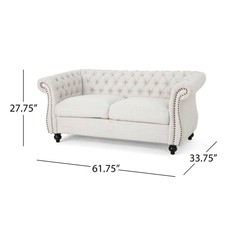 61.75" Velvet Chesterfield Loveseat Sofa with Button-Tufted Upholstery, Nailhead Trim and Rolled Arms