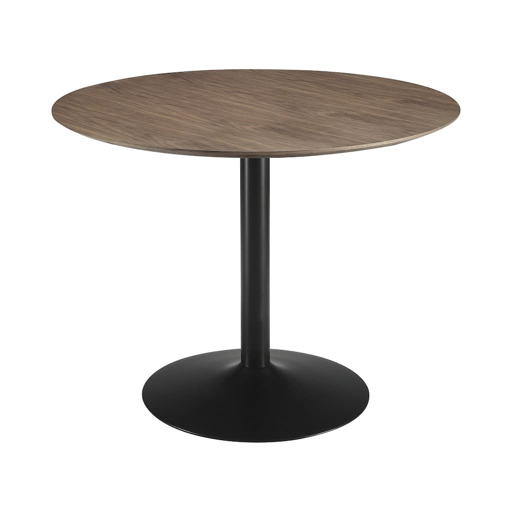 30 Inch Round Wooden Top Modern Dining Table, Black and Brown