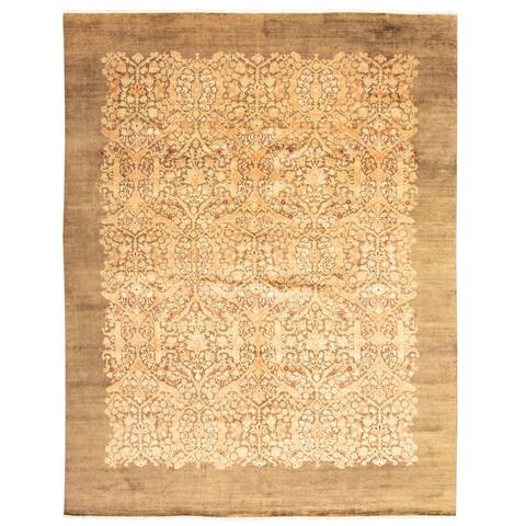ECARPETGALLERY Hand-knotted 18/20 Pak Finest Olive Wool Rug - 11'10 x 15'1