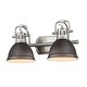 preview thumbnail 6 of 56, Duncan 2-Light Bath Vanity Pewter with Rubbed Bronze Shades