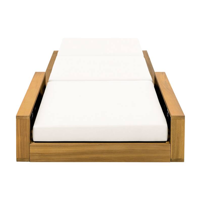 Christopher Knight Home - Modern Outdoor Acacia Wood Tri-Fold Chaise Lounge with Rope Accents & Water-Resistant Foam Headrest