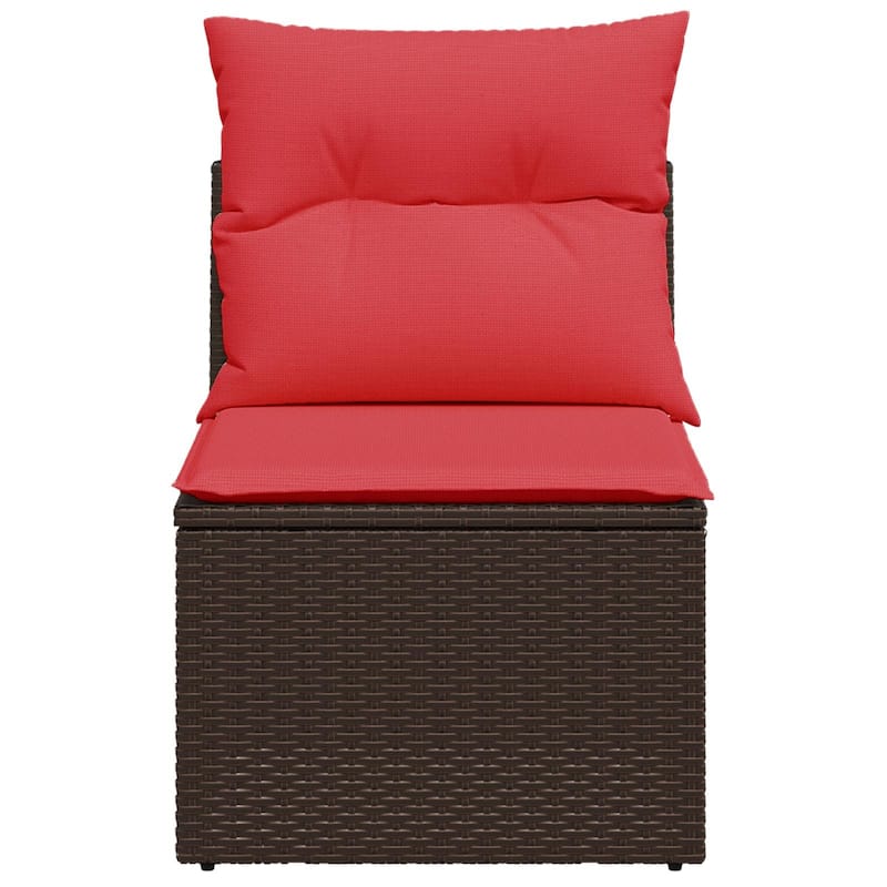 vidaXL Patio Sofa with Cushions Outdoor Seating Poly Rattan Black/Gray/Brown